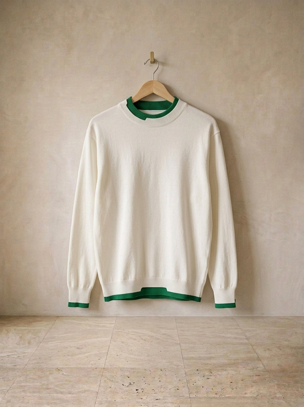Branco | Suéter slim com detalhe contrastante Blaye branco – peça sozinha, foto de produto