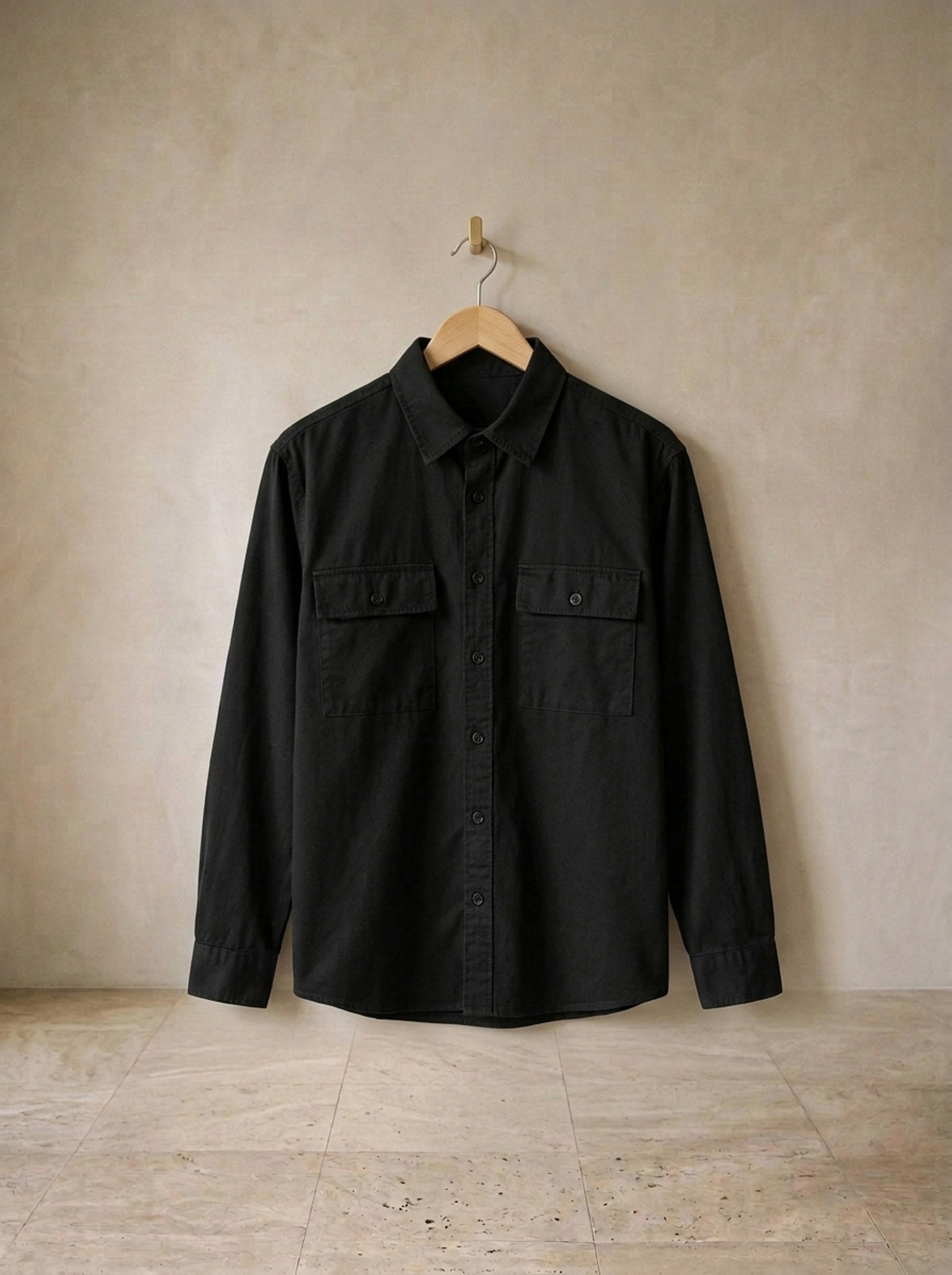 Preto | Camisa de sarja slim Chinchón preto – peça sozinha, foto de produto