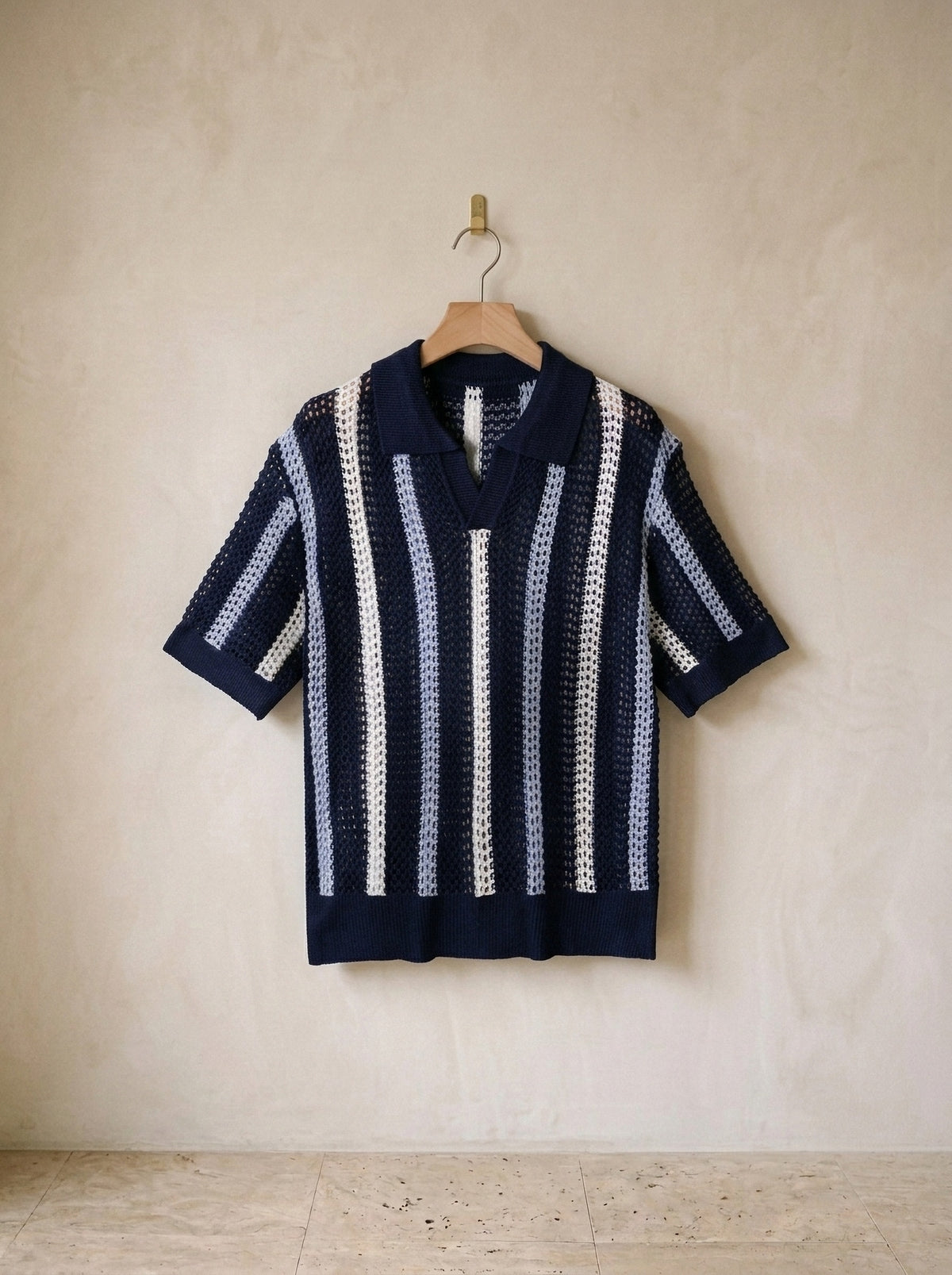 Azul | Camisa de crochê Dubrovnik azul – peça sozinha, foto de produto