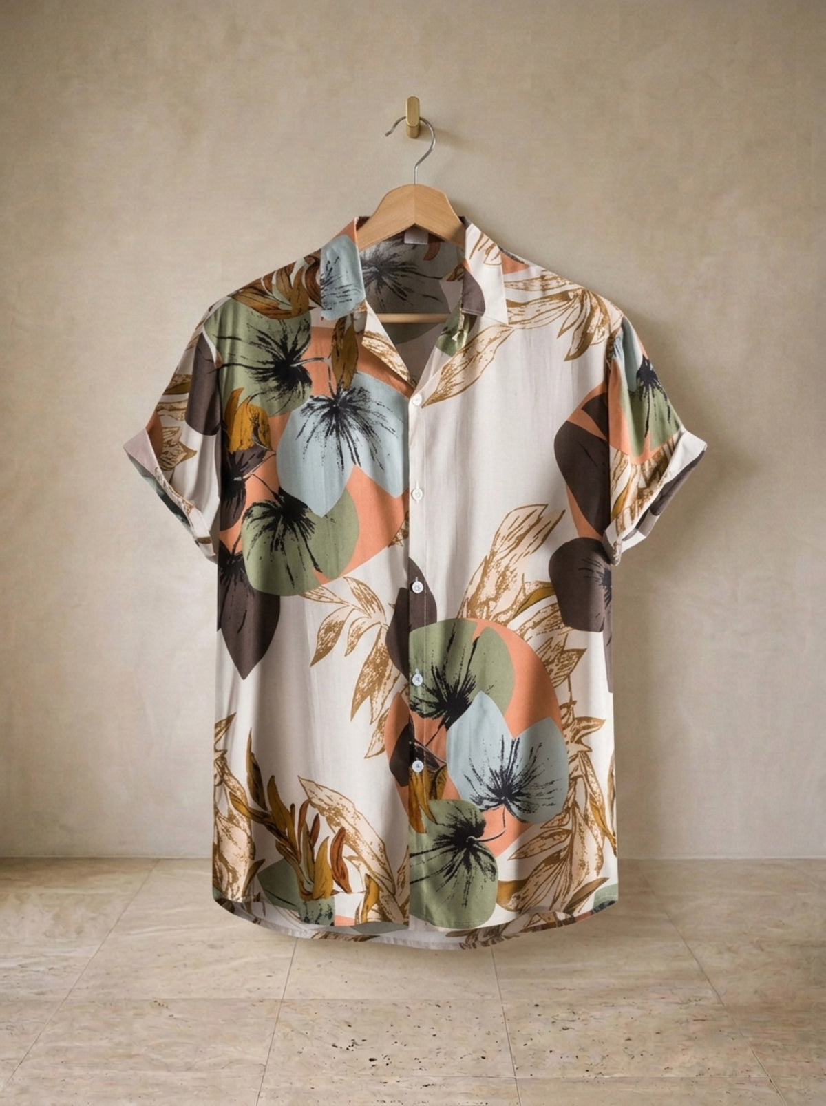 Camisa estampa folhas tropicais Estocolmo – peça sozinha, foto de produto