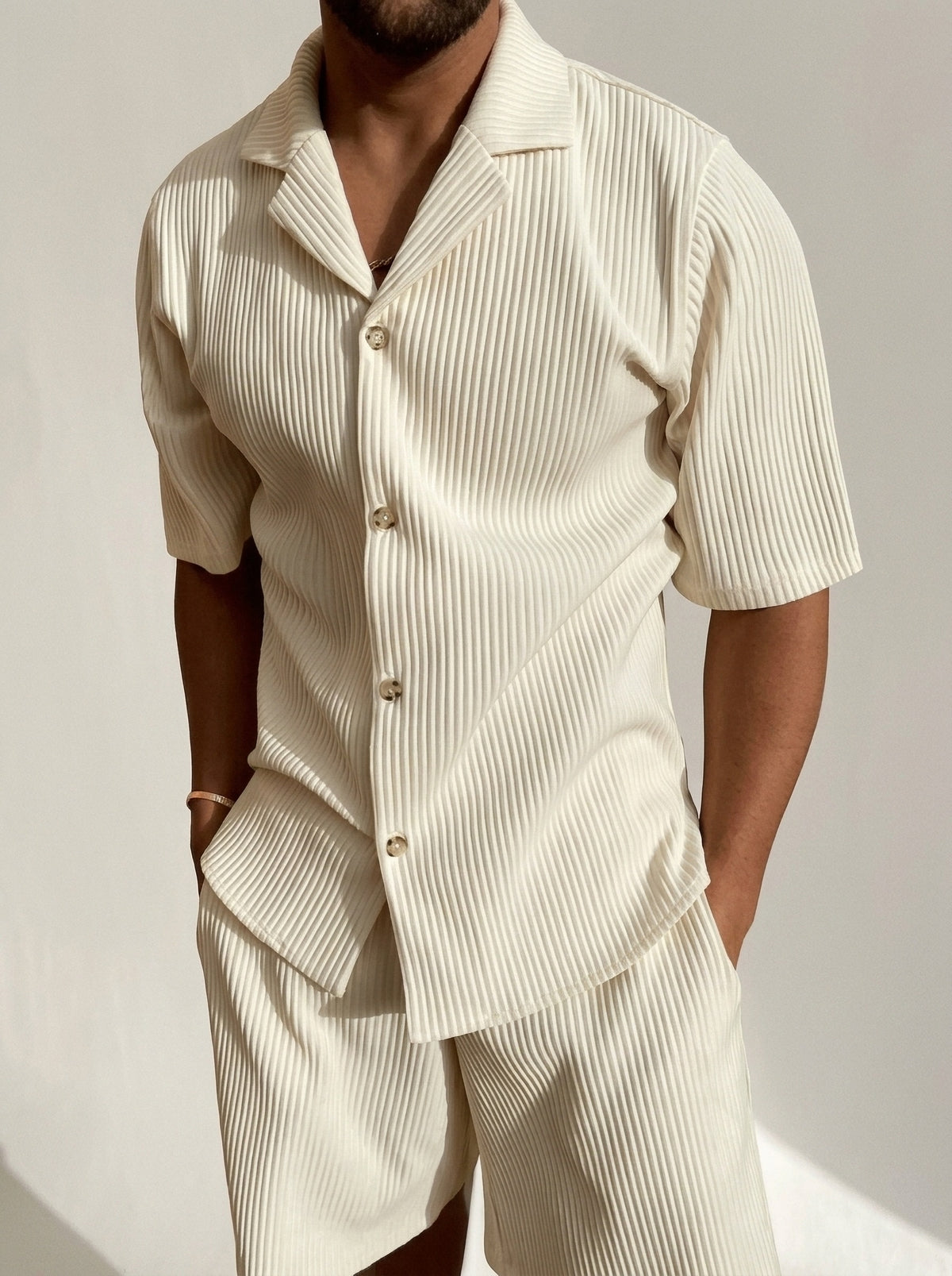 Off-white | Conjunto camisa e short de veludo canelado Formentera off-white – foto de produto