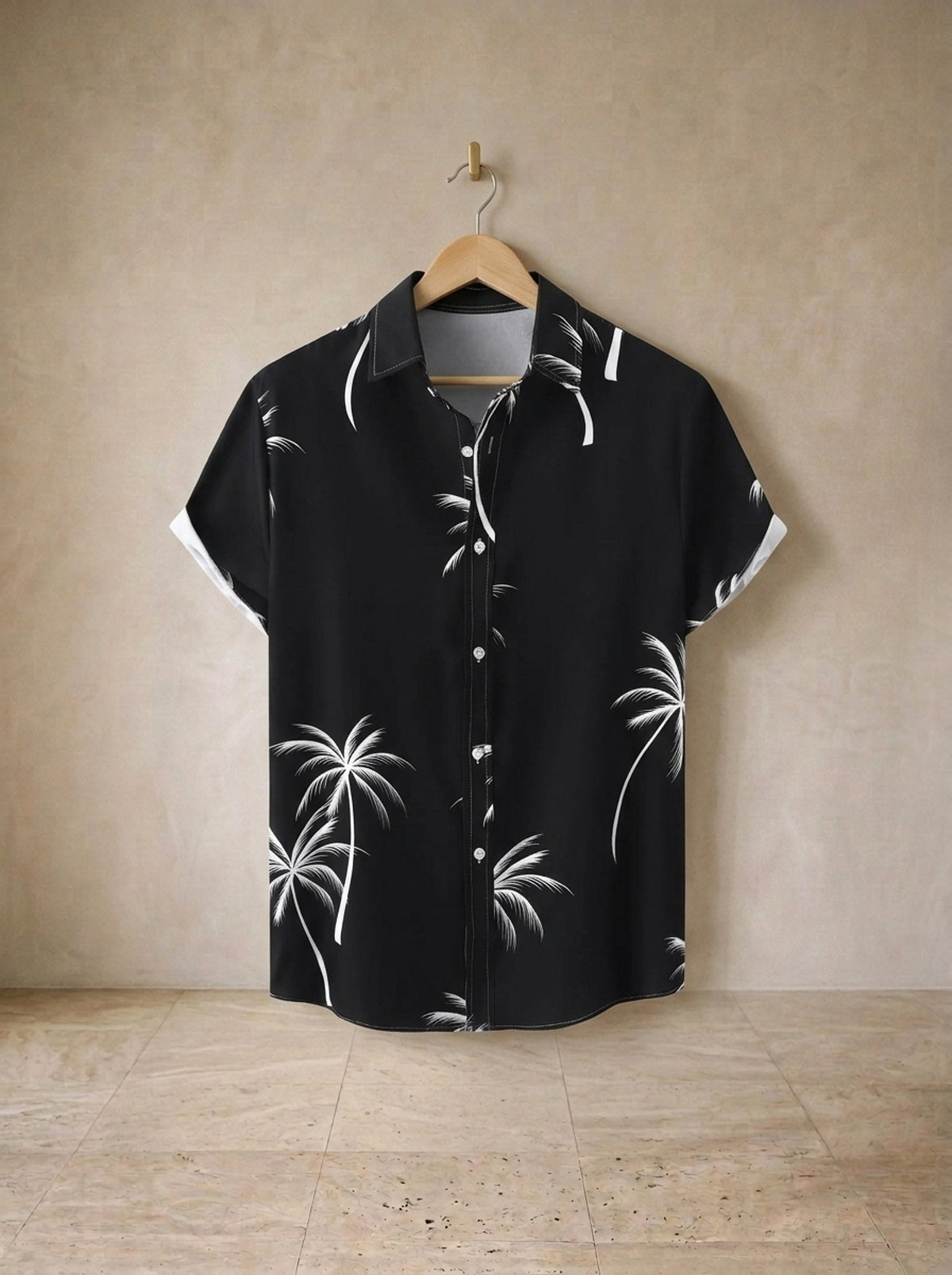 Preto | Camisa estampa de coqueiros Gallipoli preto – peça sozinha, foto de produto