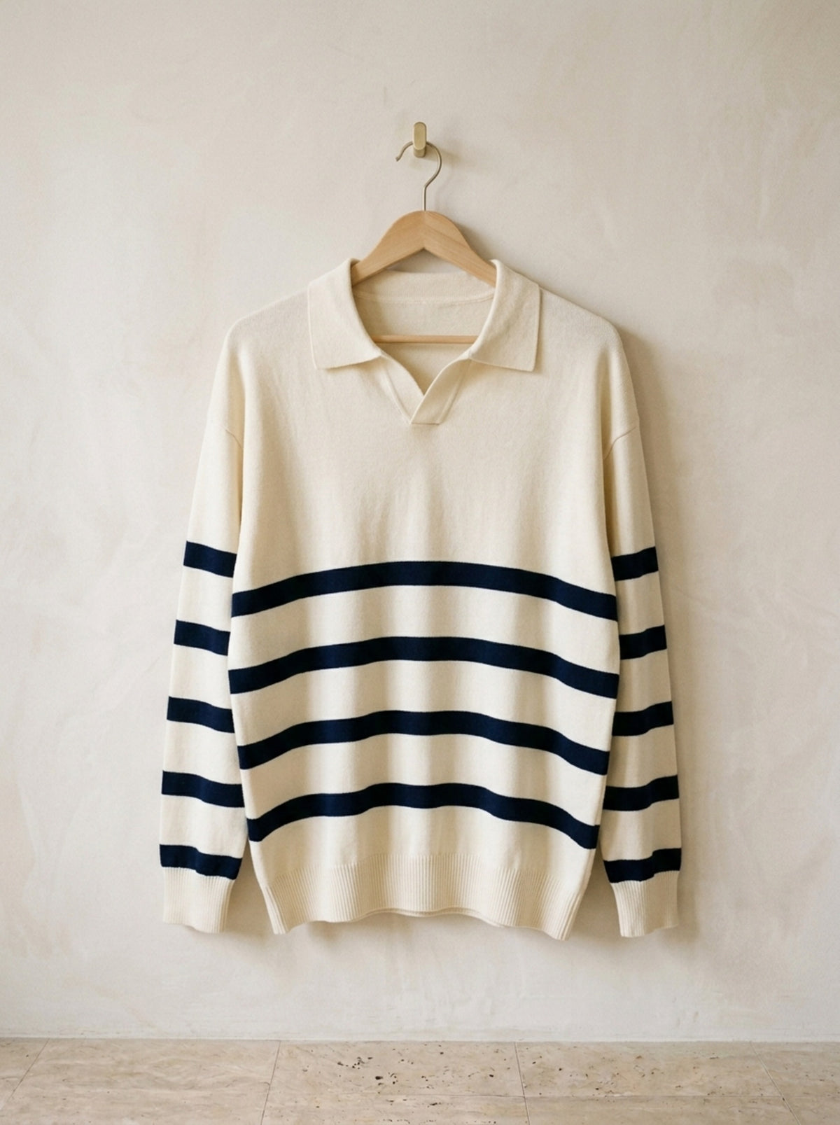Off-white | Suéter polo listrado Lauterbrunnen off-white – peça sozinha, foto de produto