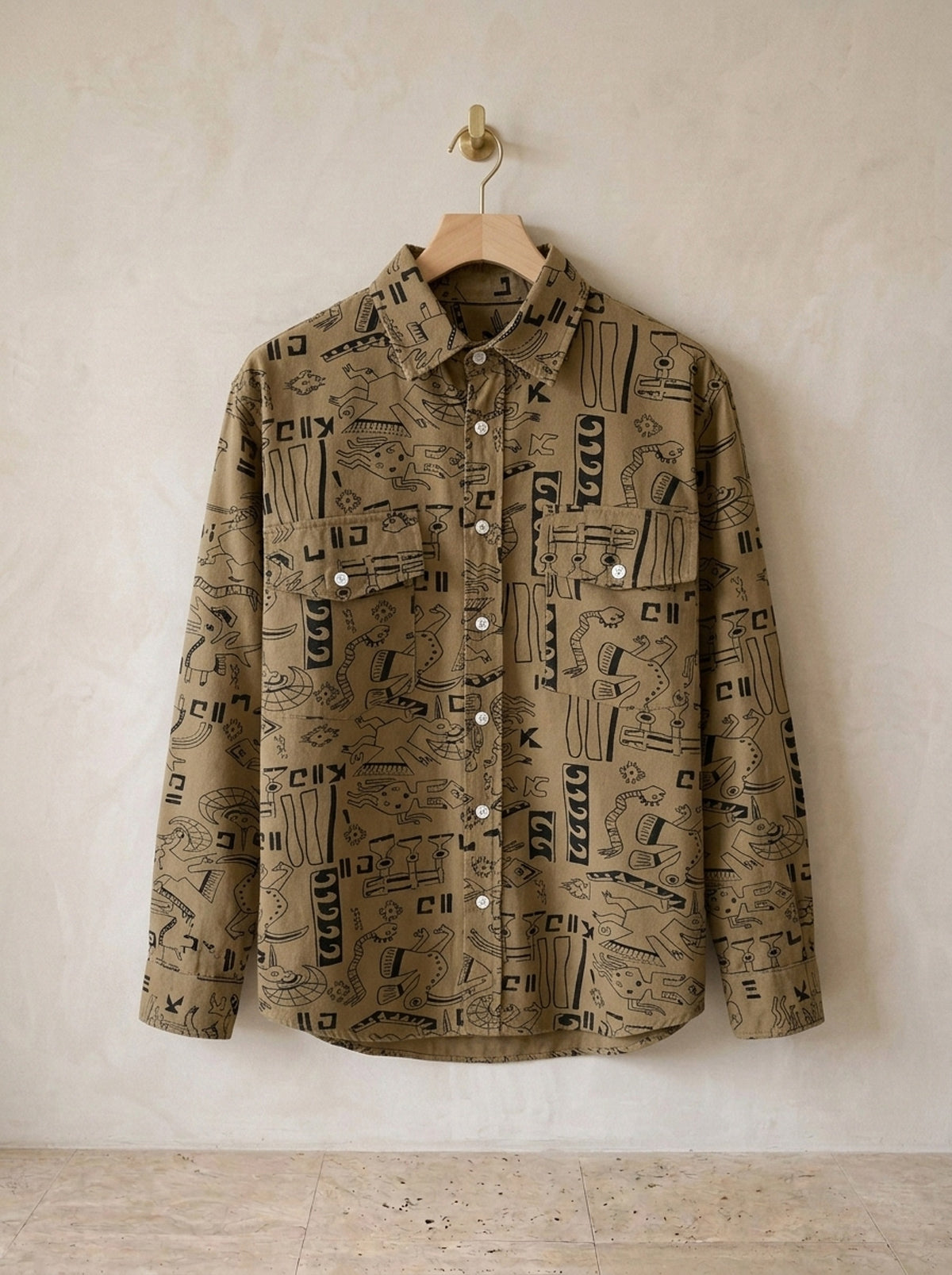 Marrom | Camisa estampa de traços Lourmarin marrom – peça sozinha, foto de produto