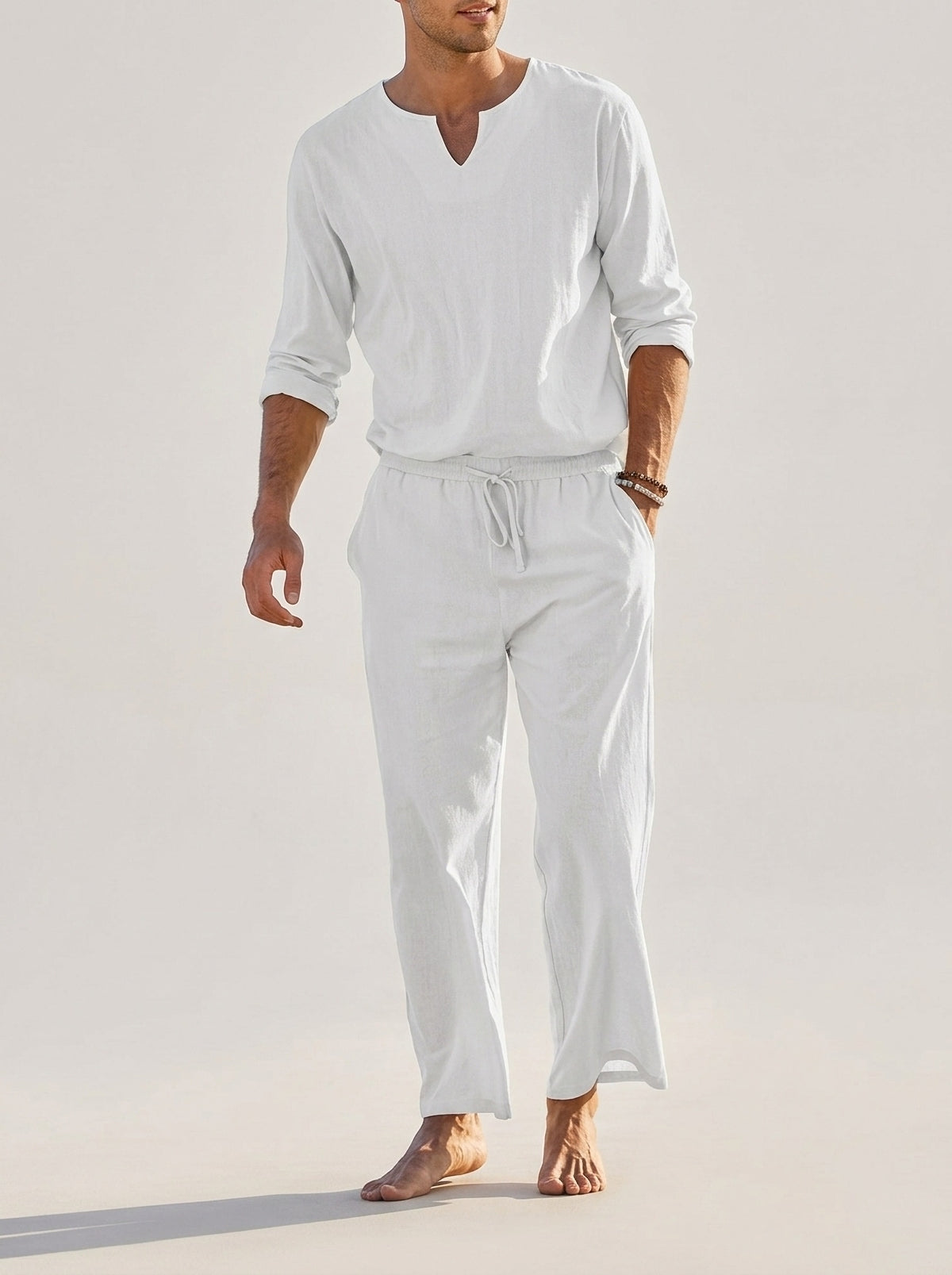 Branco | Conjunto bata decote V e calça Mojácar branco – foto de produto