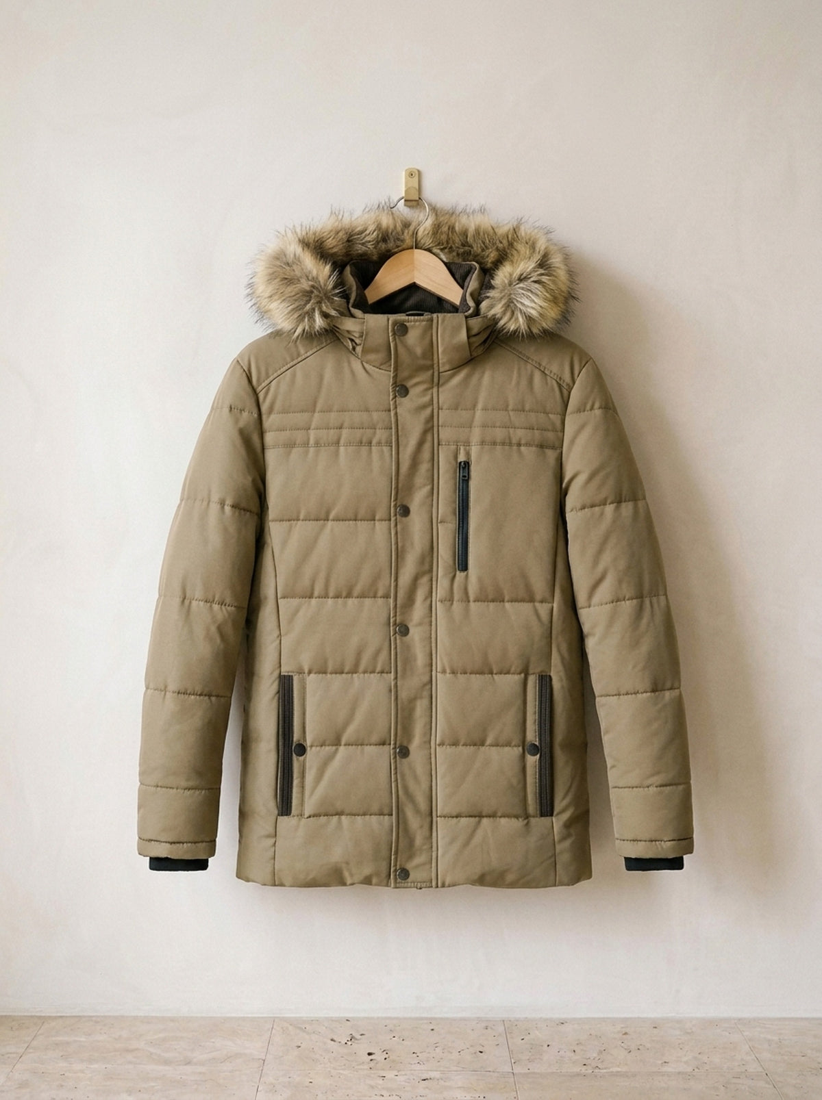 Caqui | Parka com capuz de pelo Nijmegen caqui – peça sozinha, foto de produto