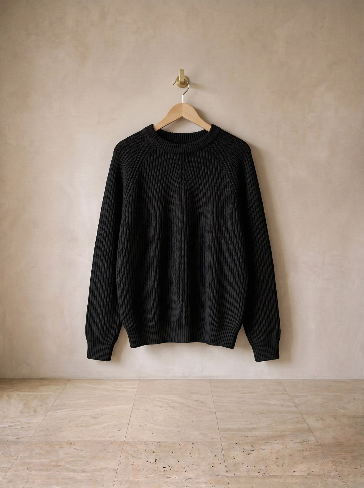 Preto | Suéter de tricô canelado Noto preto – peça sozinha, foto de produto