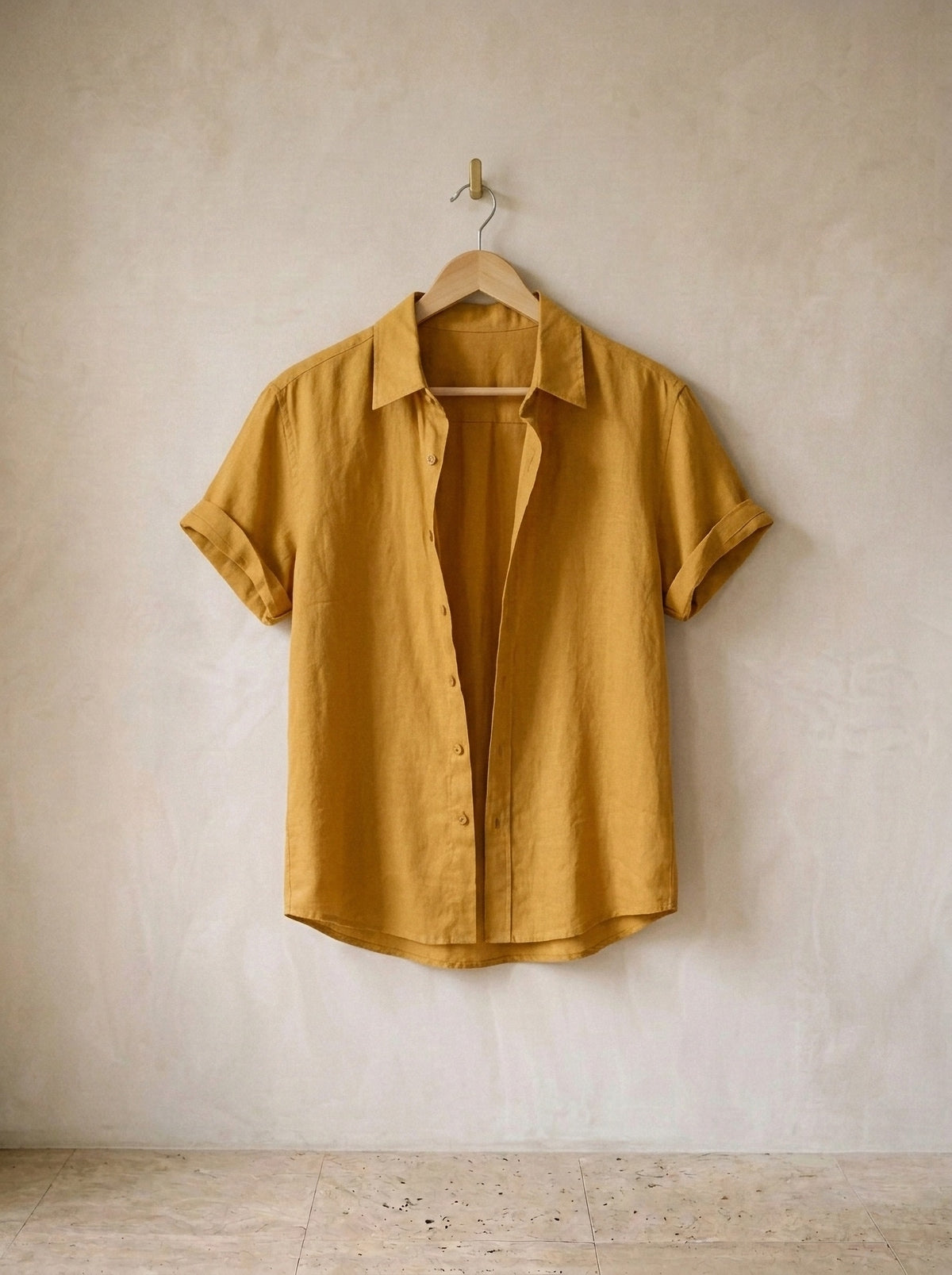 Amarelo | Camisa social de linho Olbia amarelo – peça sozinha, foto de produto