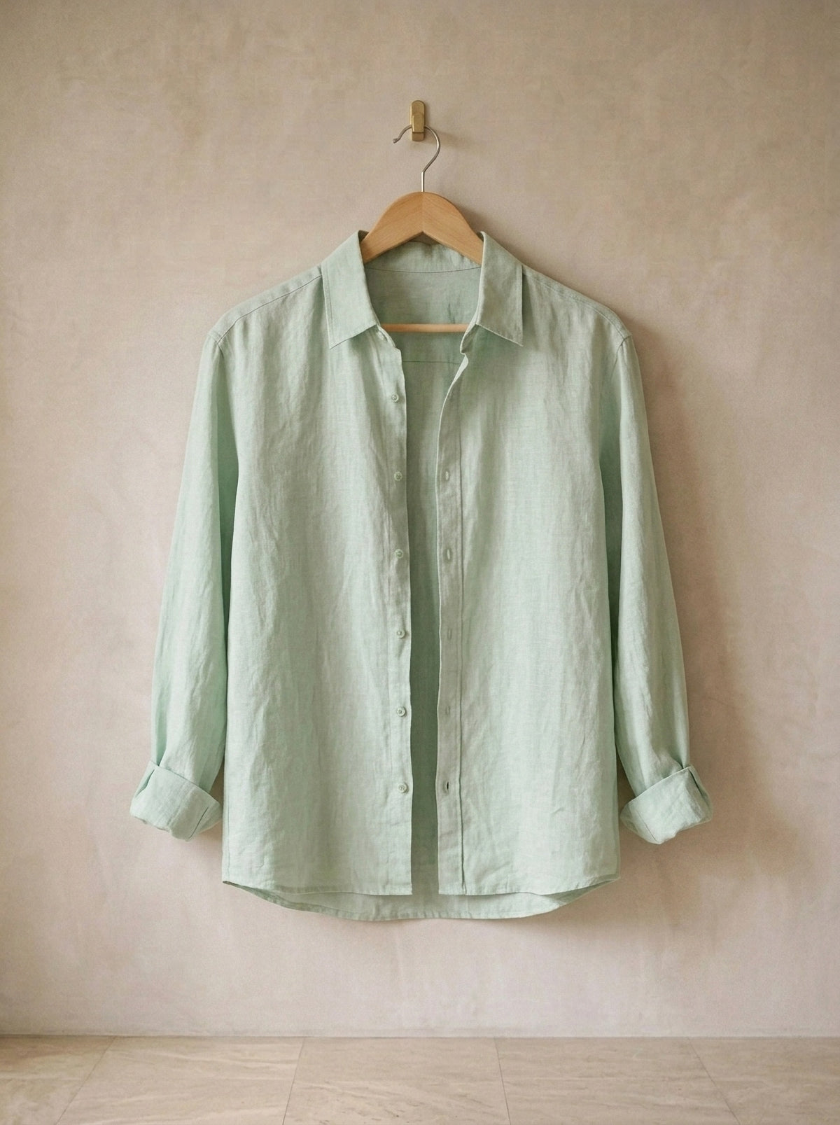 Verde | Camisa de linho Ponta Delgada verde – peça sozinha, foto de produto