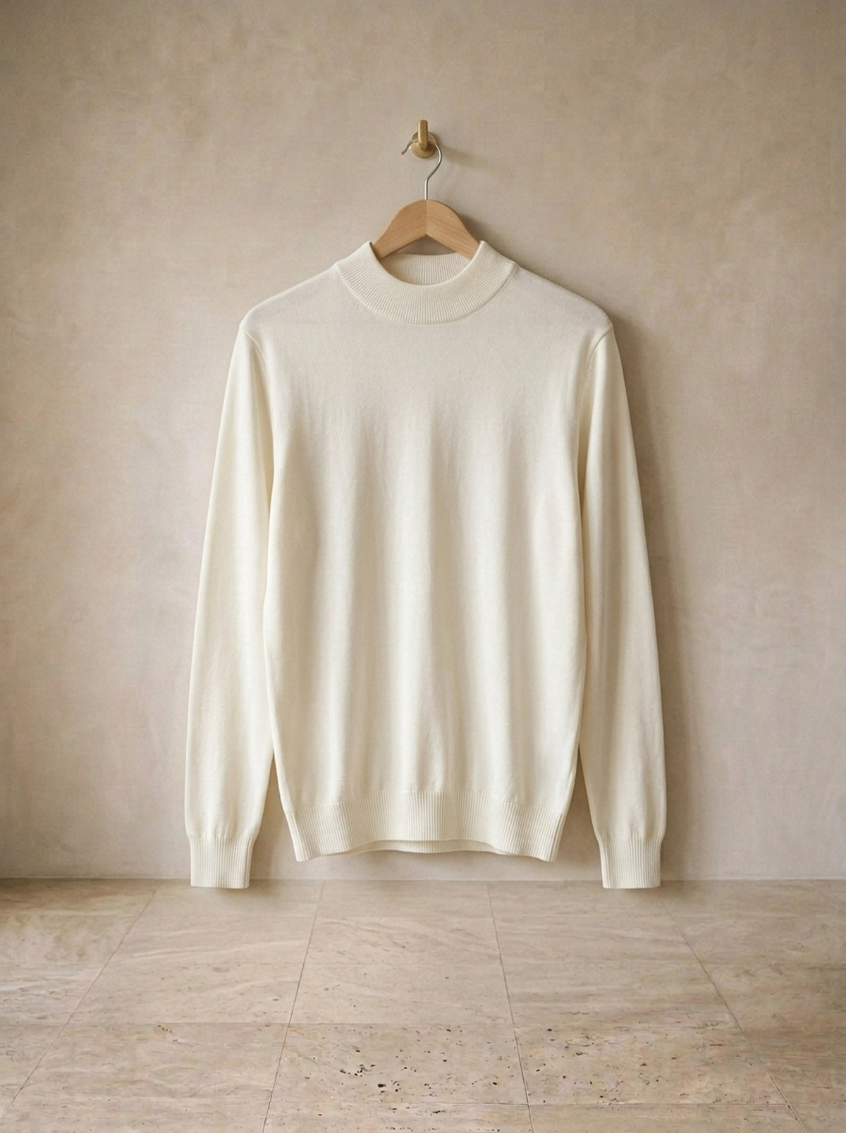 Branco | Suéter meia gola de viscose Pontresina branco – peça sozinha, foto de produto