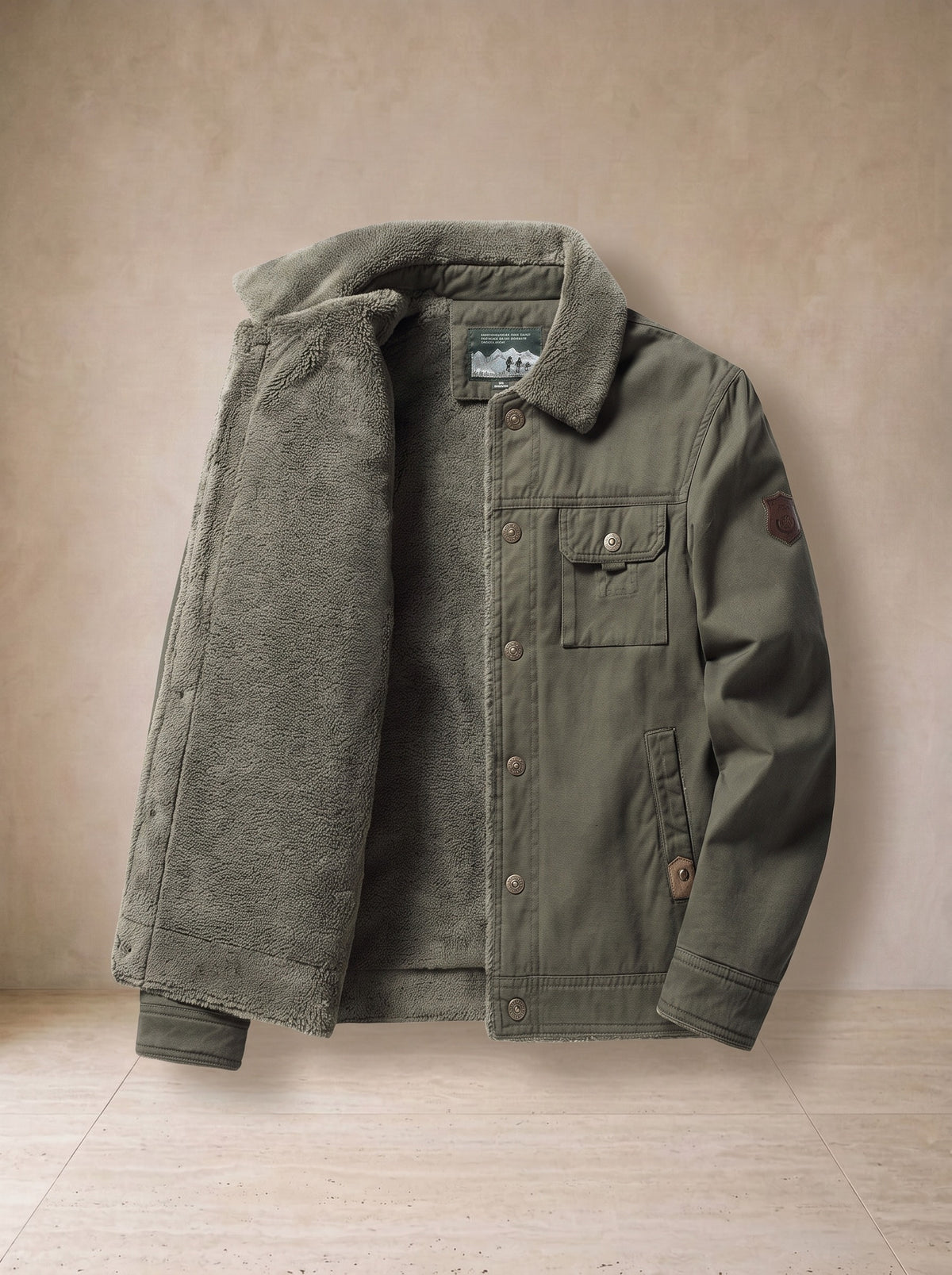 Verde-escuro | Jaqueta sherpa Portofino verde-escuro – peça sozinha, foto de produto