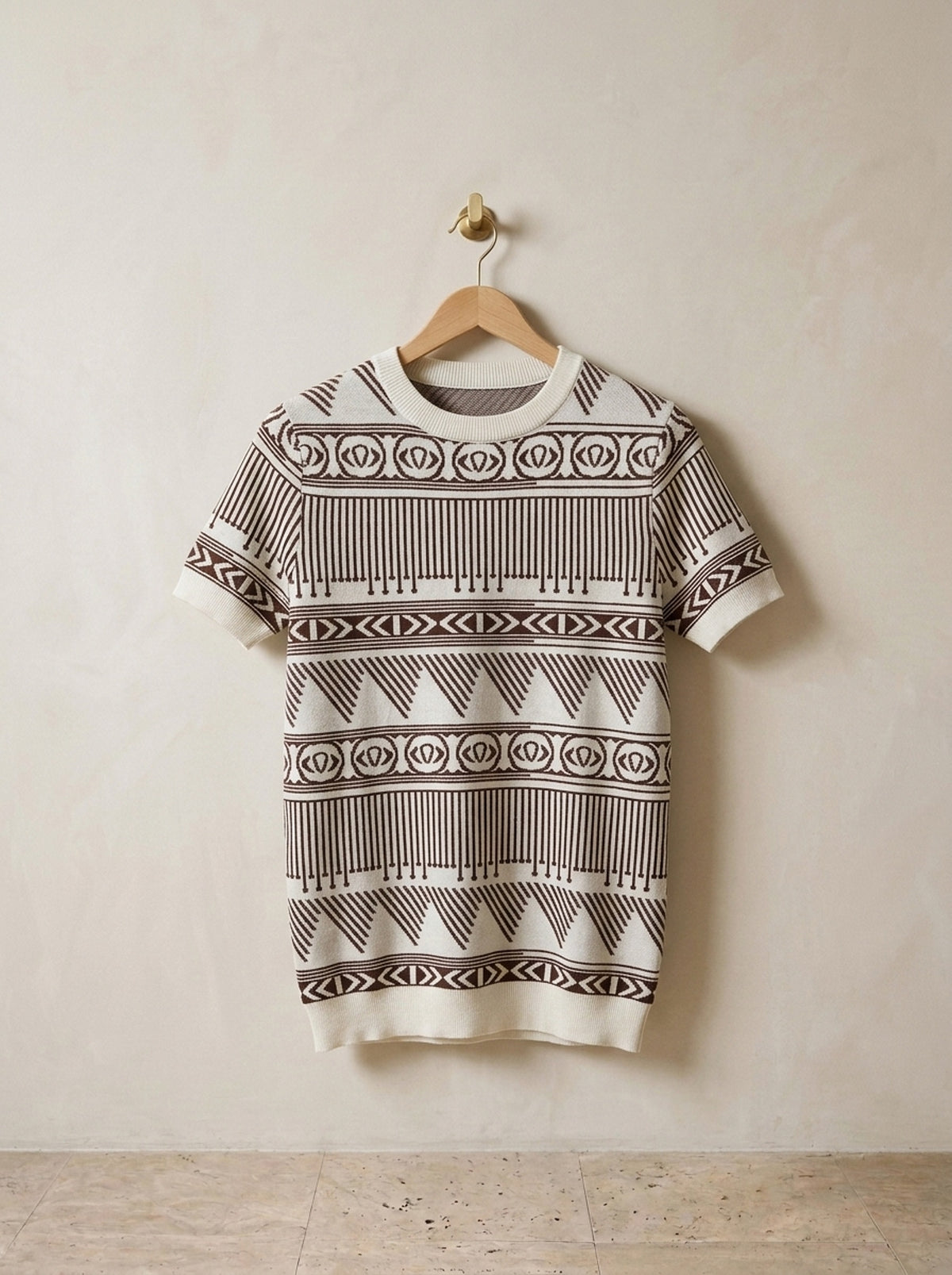 Branco | Camiseta de tricô estampa geométrica Sainte-Maxime branco – peça sozinha, foto de produto