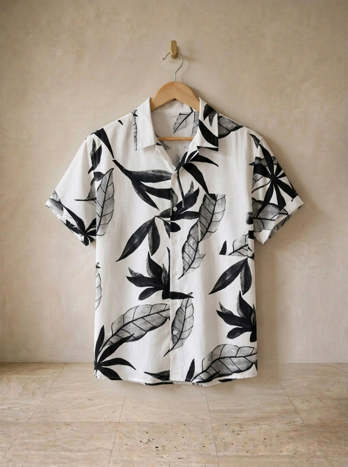 Branco | Camisa estampada de folhas Santillana branco – peça sozinha, foto de produto