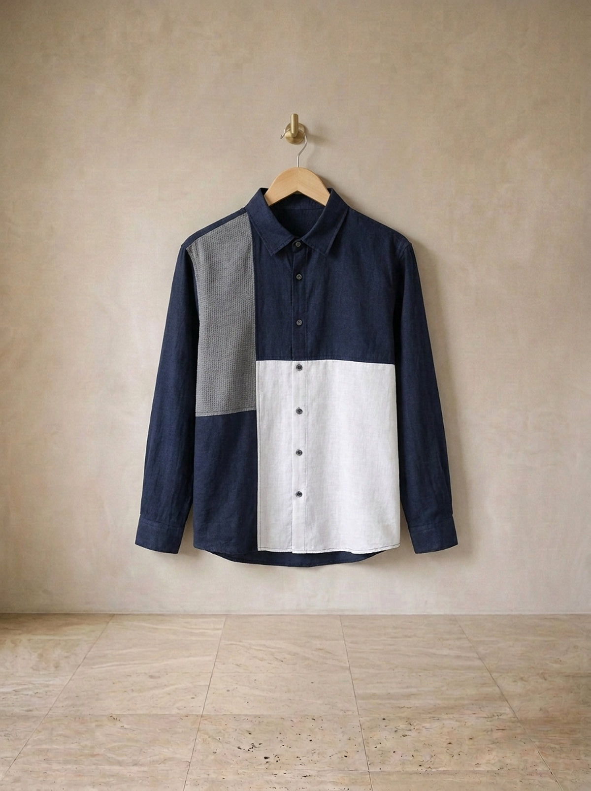 Azul-marinho | Camisa de linho com recortes Tropea azul-marinho – peça sozinha, foto de produto