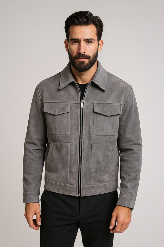 Jaqueta Camurça Premium Masculina Refinada Estilo Vintage Atemporal Sartong Savonlinna®