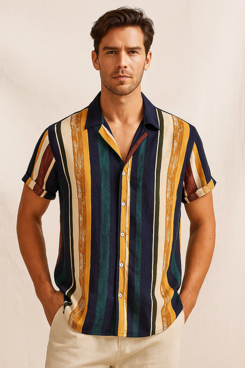 Camisa Casual Masculina Premium Ultra Leve Algodão Puro De Alta Qualidade Tecelagem Leve Sartong San Honfleur®