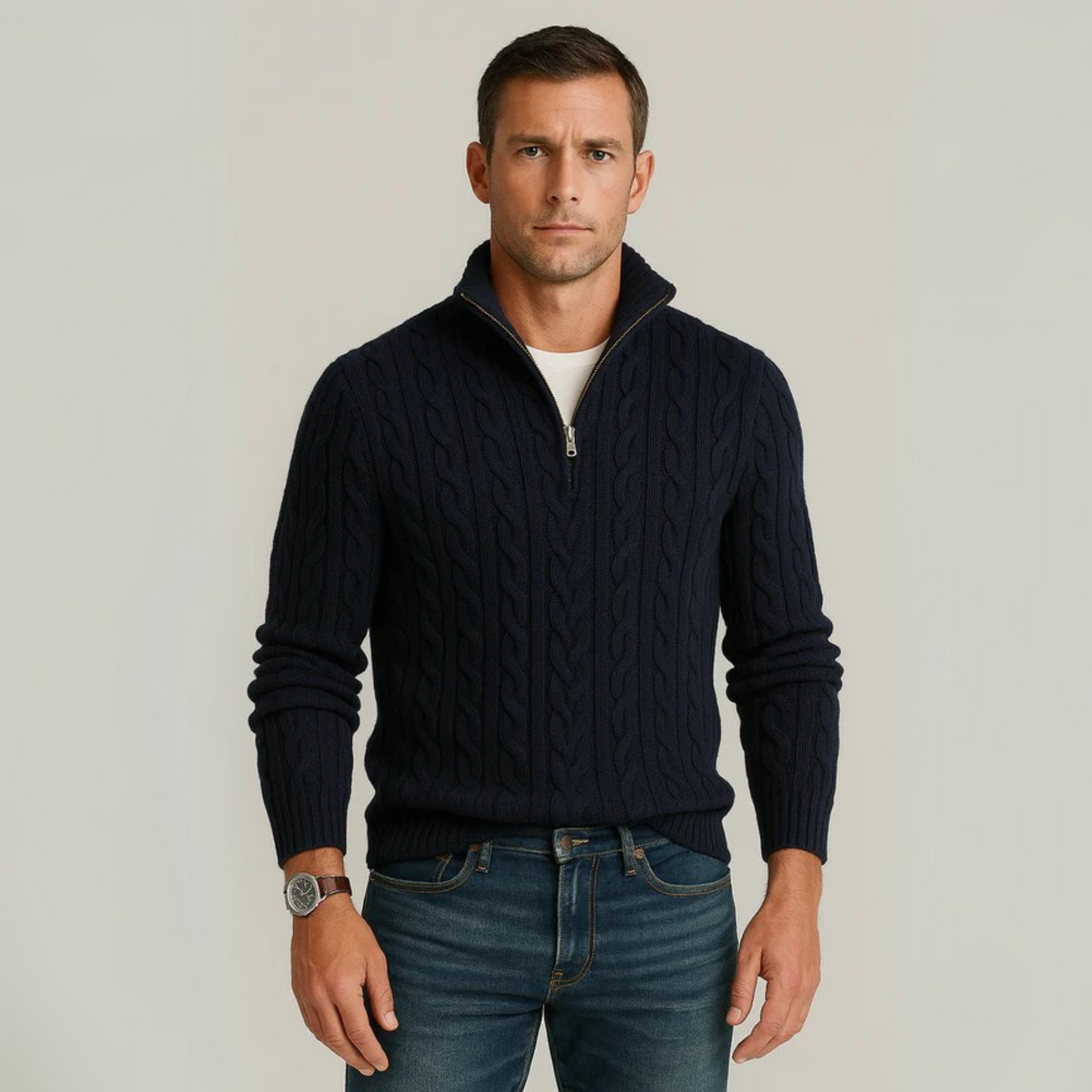 Suéter Masculino Premium Clássico Italiano de Malha Fina Leve e Elegante Sartong Kandersteg®