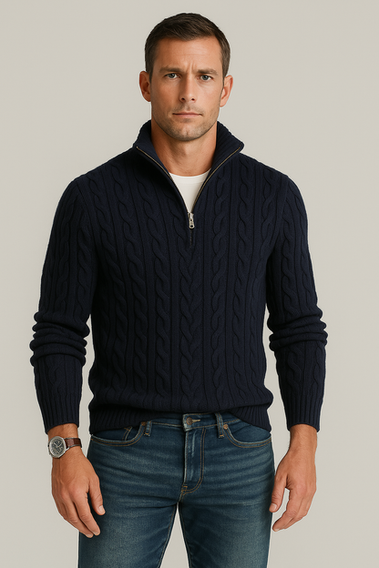 Suéter Masculino Premium Clássico Italiano de Malha Fina Leve e Elegante Sartong Kandersteg®