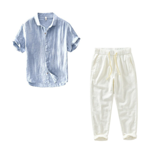 Conjunto Camisa Linho Puro + Calça Linho Estilosa Sartong Savannah®