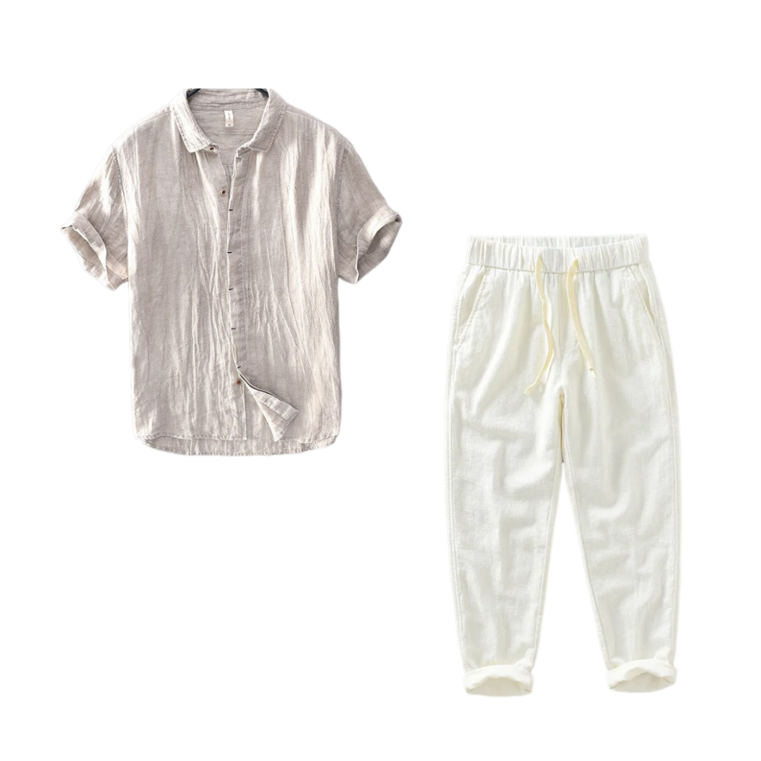 Conjunto Camisa Linho Puro + Calça Linho Estilosa Sartong Savannah®