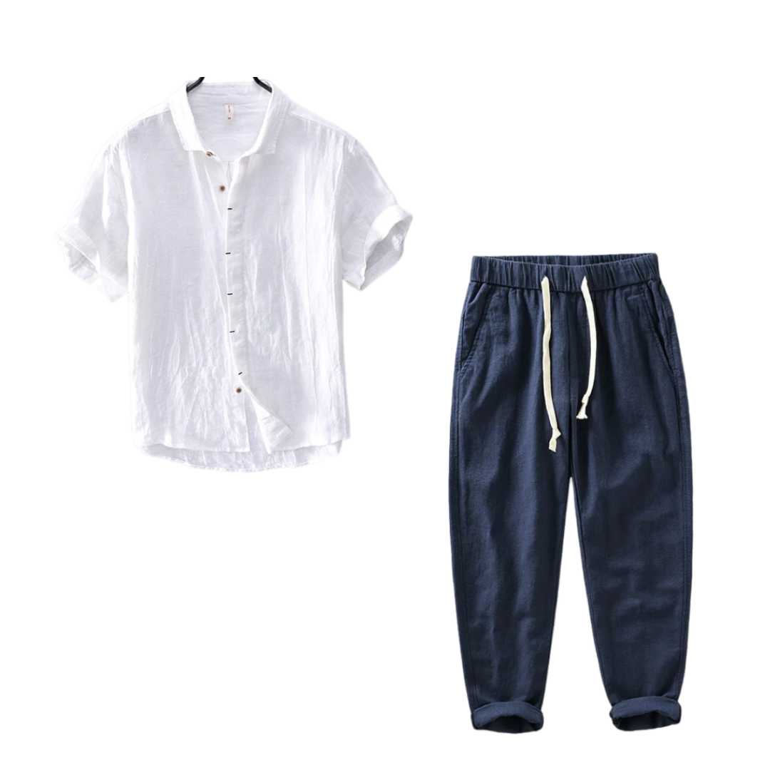 Conjunto Camisa Linho Puro + Calça Linho Estilosa Sartong Savannah®