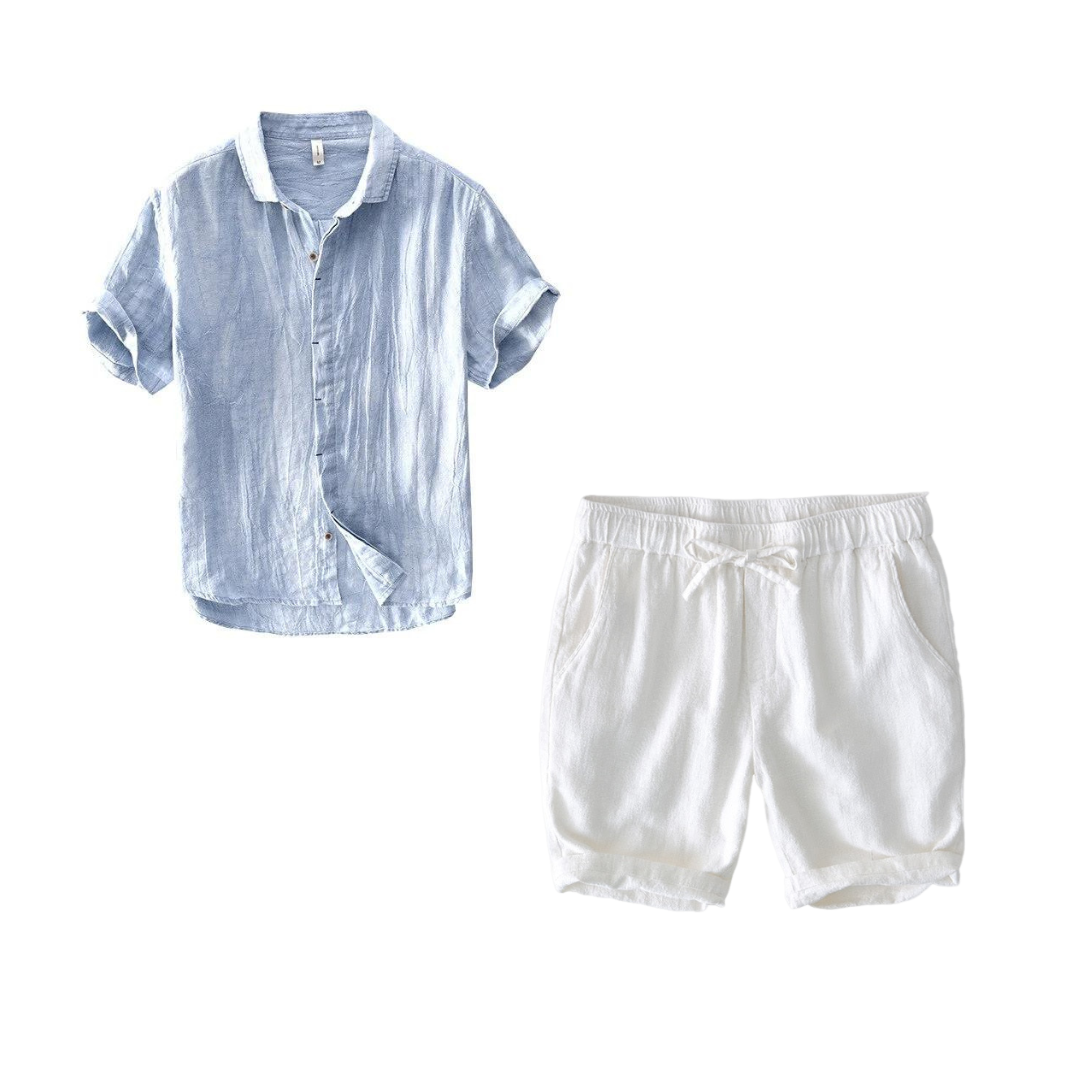 Conjunto Camisa Linho De Qualidade + Short Linho Premium Sartong Charleston®