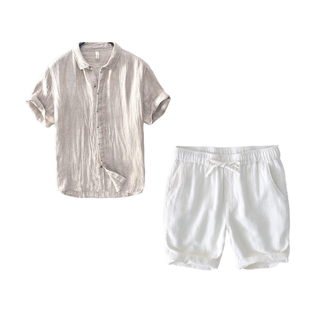 Conjunto Camisa Linho De Qualidade + Short Linho Premium Sartong Charleston®