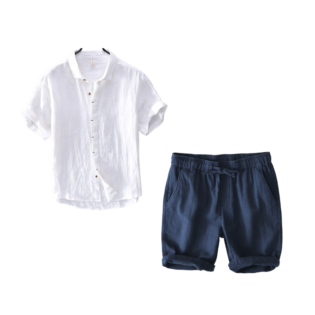 Conjunto Camisa Linho De Qualidade + Short Linho Premium Sartong Charleston®