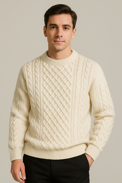 Suéter Masculino Clássico Premium Atemporal Em Algodão Suave Com Elastano Sartong Friuli®