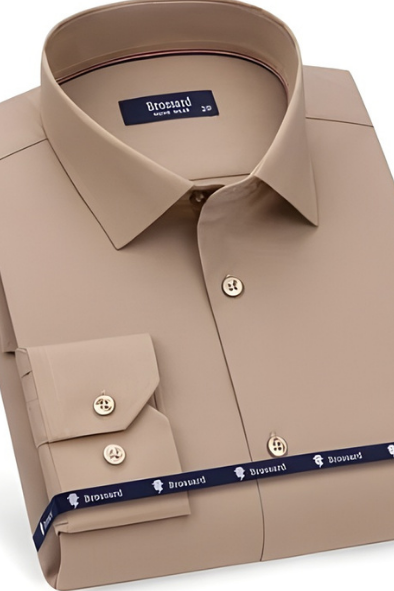 Camisa_Social_Sartong_3x_Shield_Caqui