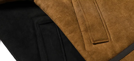 Jaqueta Casual Luxo Refinado Artesanal Couro Lã Premium Italiano Exclusivo Sartong Bruges®