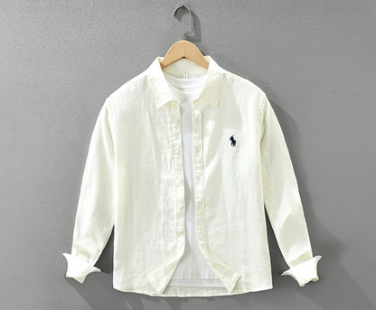 Camisa Social Linho Vintage Slim Premium Alfaiataria Refinada Verão Sartong Tropea®