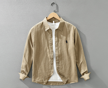 Camisa Social Linho Vintage Slim Premium Alfaiataria Refinada Verão Sartong Tropea®