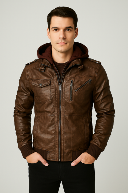 Jaqueta Masculina Couro Ecológico Premium de Alta Costura Exclusiva Sartong Cagliari®