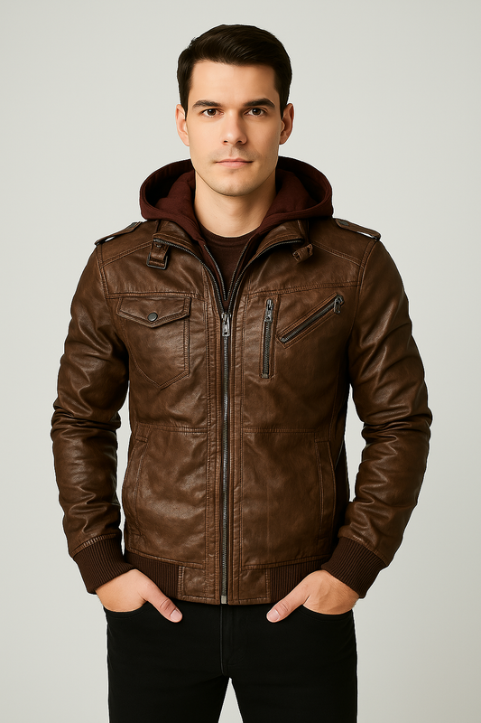 Jaqueta Masculina Couro Ecológico Premium de Alta Costura Exclusiva Sartong Cagliari®