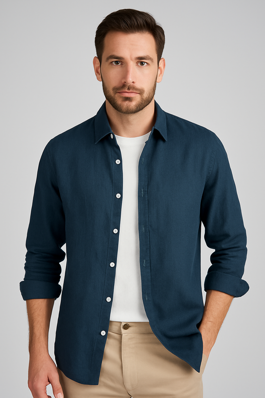 Camisa Social Slim Linho Puro Clássica Alfaiataria Refinada Acabamento Premium Sartong Marselha®