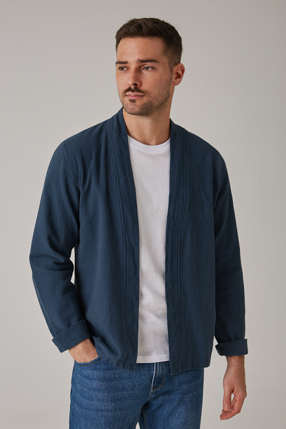 Cardigan Masculino Distinto Elegante Atemporal Linho Algodão Premium Clássico Luxuoso Sartong Bergen®