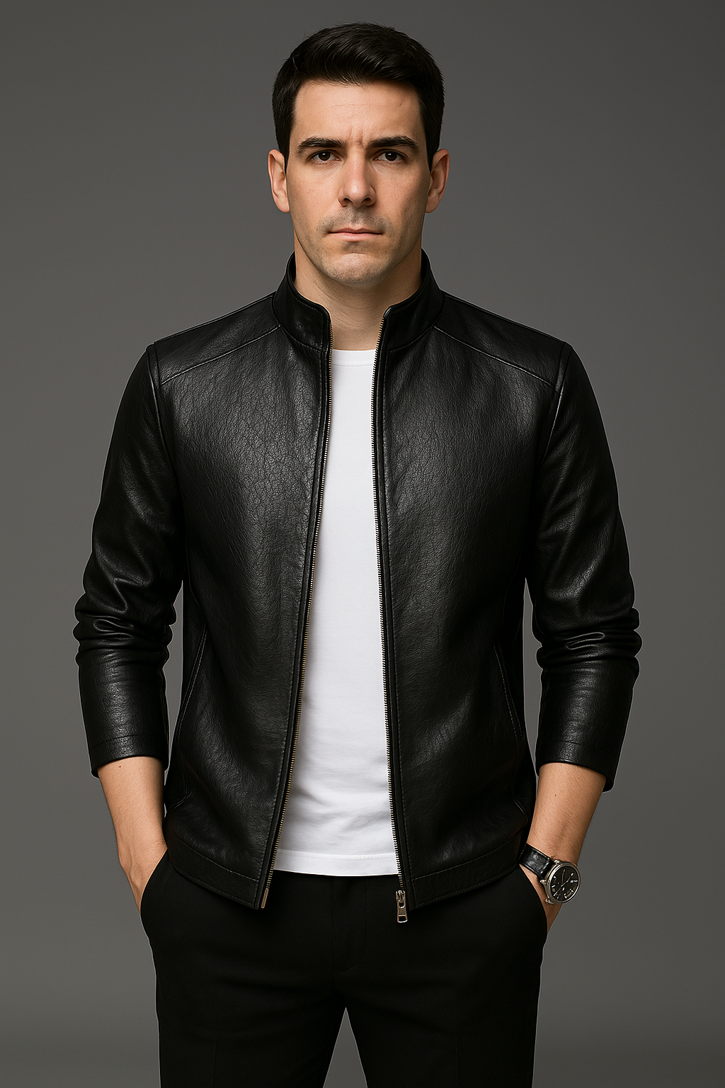 Jaqueta Couro Ecológico Premium Elegante Atemporal Sartong San Roterdã®