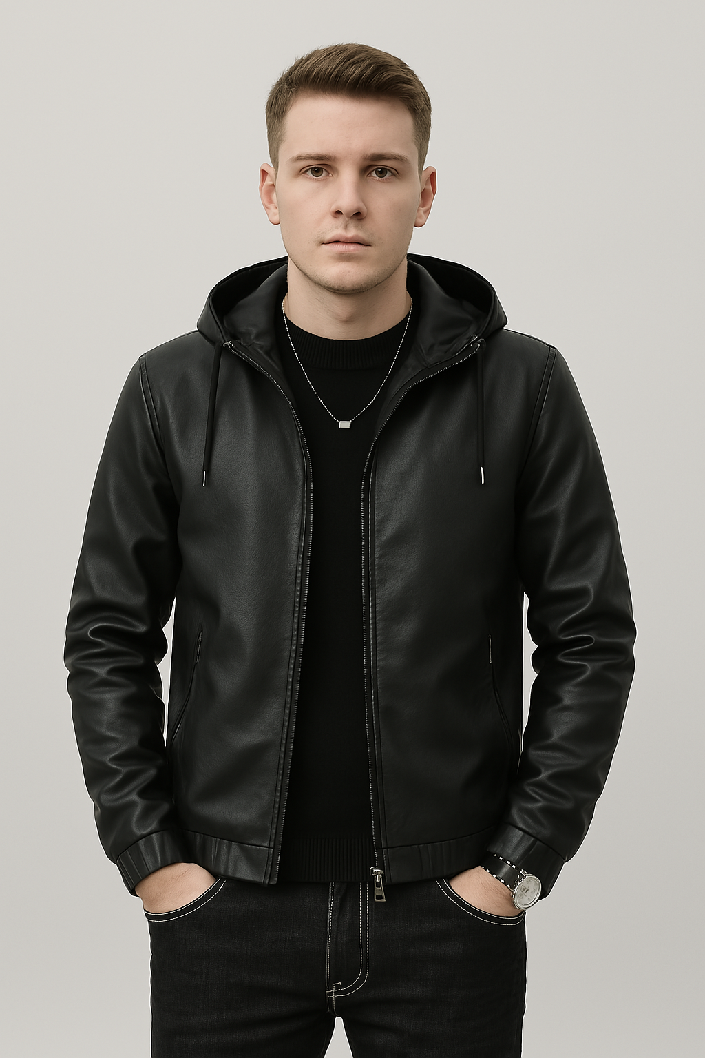 Jaqueta Couro Ecológico Premium Artesanal Luxo Internacional Sartong Apeldoorn®