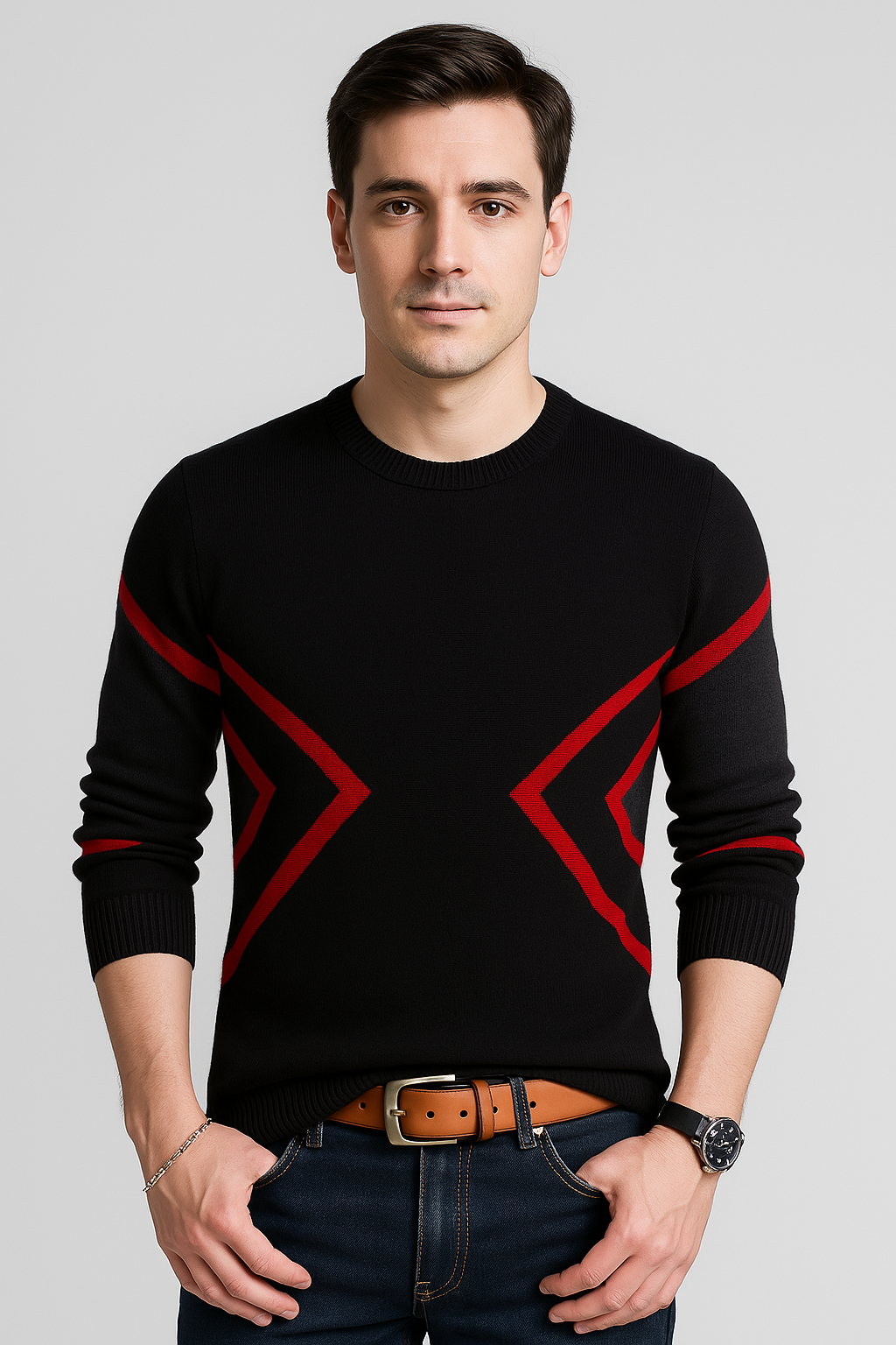 Suéter de Tricô Mercerizado de Algodão Masculino Clássico Sartong Morzine®