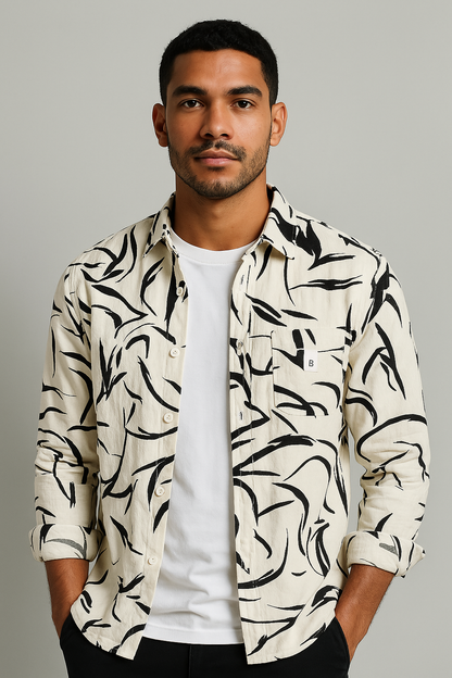 Camisa Casual Masculina Texturizada Premium de Algodão Superior Algodão Egípcio Sartong Cadaques®