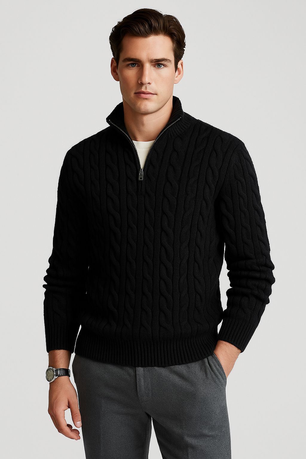 Suéter Masculino Premium Clássico Italiano de Malha Fina Leve e Elegante Sartong Kandersteg®