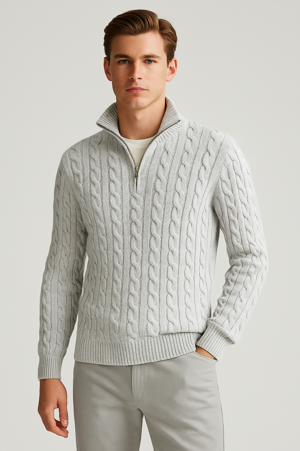 Suéter Masculino Premium Clássico Italiano de Malha Fina Leve e Elegante Sartong Kandersteg®