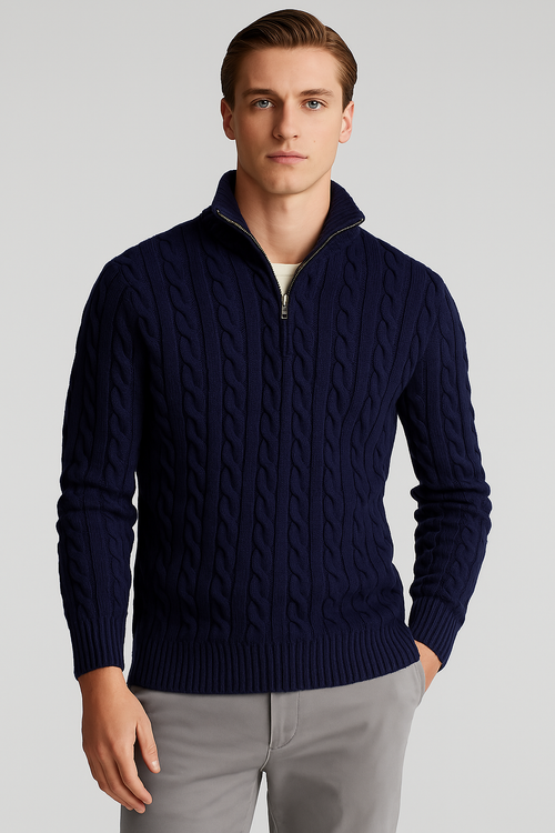 Suéter Masculino Premium Clássico Italiano de Malha Fina Leve e Elegante Sartong Kandersteg®