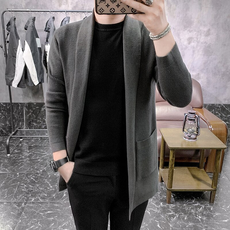 Cardigan Masculino Algodão Elastano Premium Clássico Casual Elegante Sartong Orange®