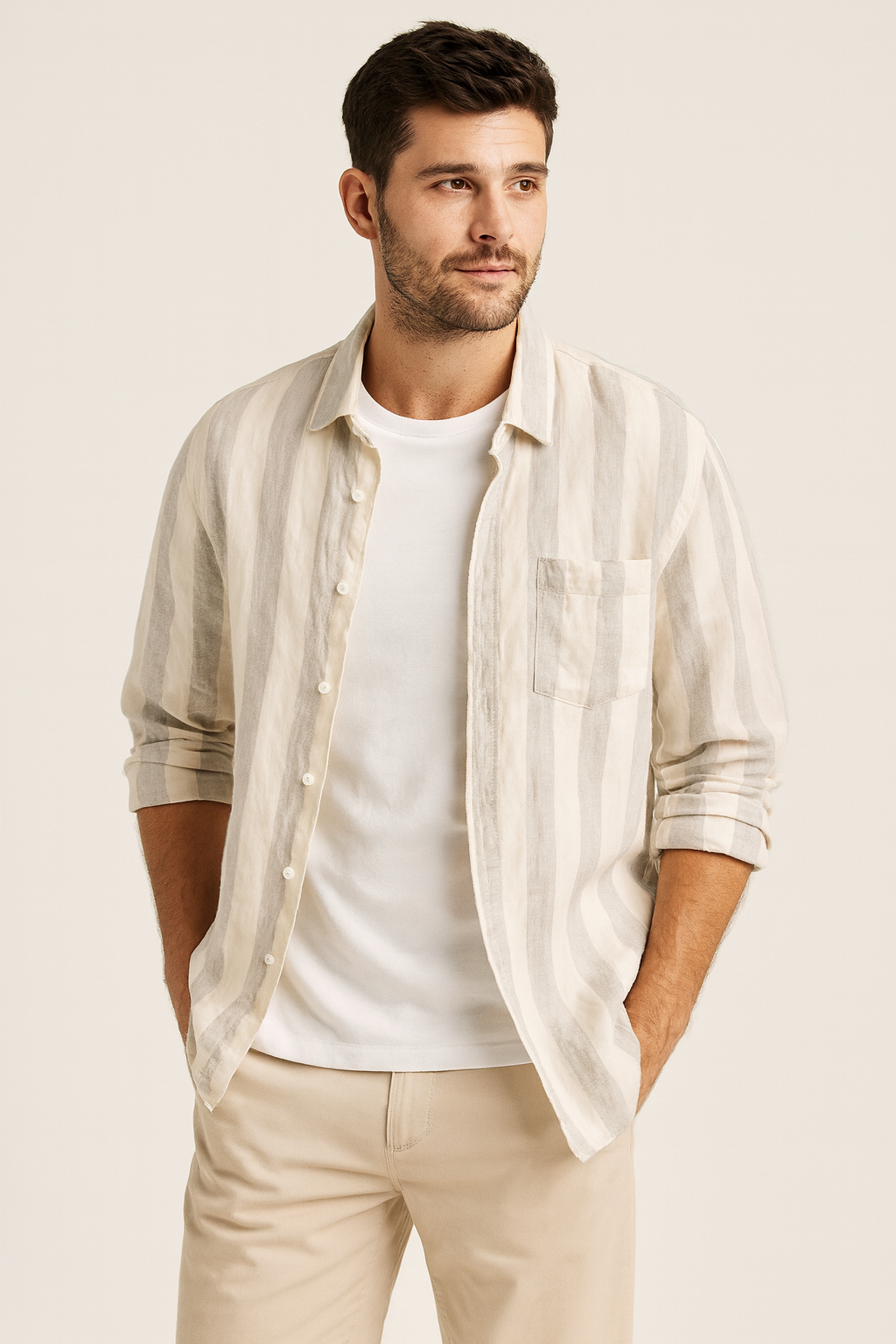 Camisa Linho Slim Luxo Atemporal Guarda Roupa Masculino Coleção Premium Sartong Cambridge®