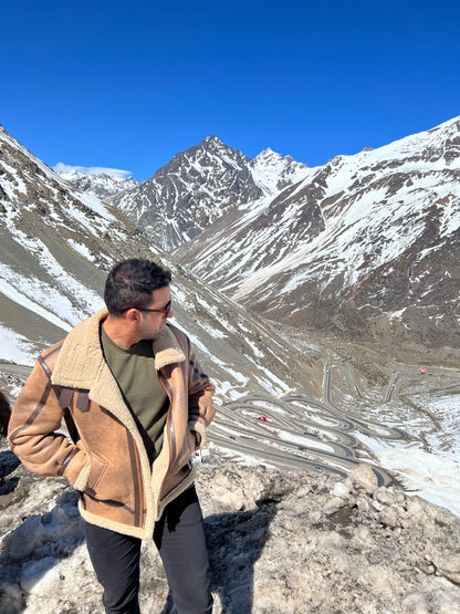 Jaqueta Casual Luxo Refinado Artesanal Couro Lã Premium Italiano Exclusivo Sartong Bruges®