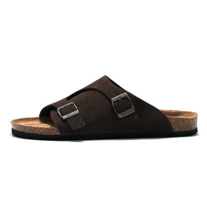 Elegante Sandália Flat Masculina Em Couro Ecológico De Alta Qualidade Sartong Capri Leone®