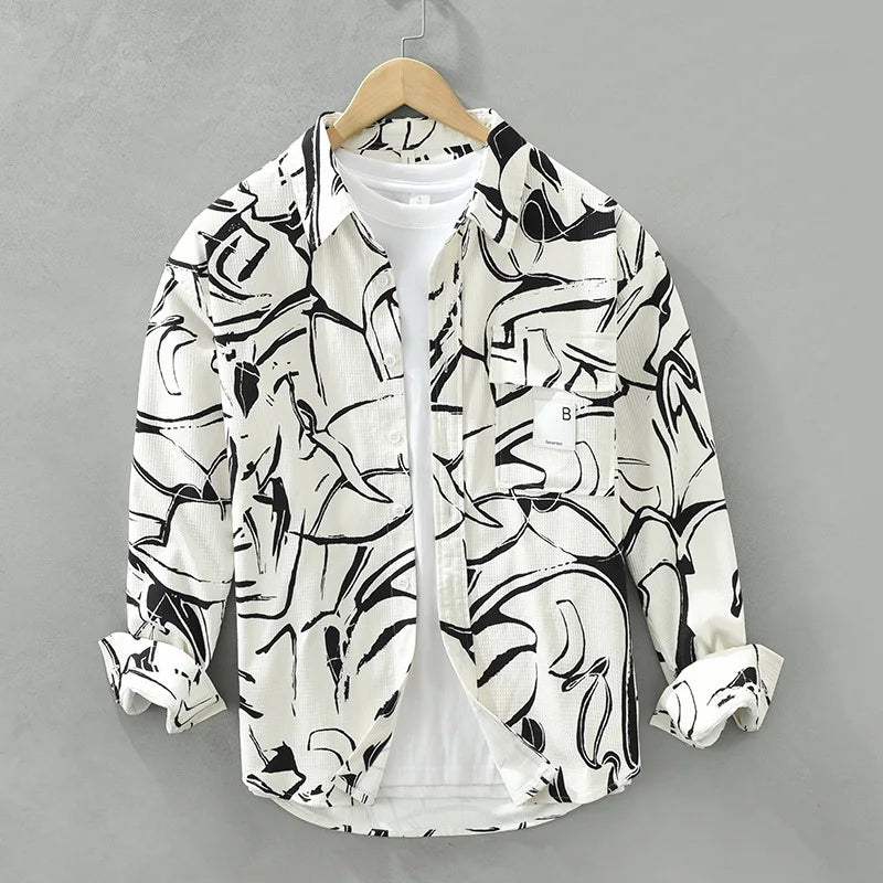 Camisa Casual Masculina Texturizada Premium de Algodão Superior Algodão Egípcio Sartong Cadaques®