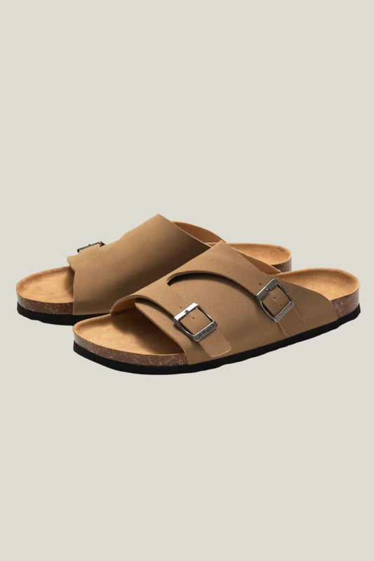 Sandalia flat masculina Sartong Capri Leone Caramel em caramelo2